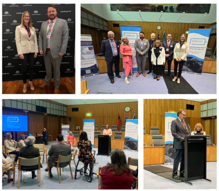 Pictures from Parliament House featuring Dr. Chris Armstrong, Rebecca Morse (Managing Director of OMF Australia), and Bill Ranken (Chairman of the OMF Australia Board).